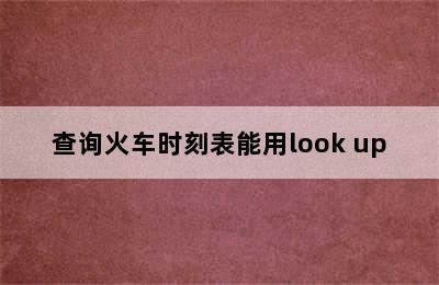 查询火车时刻表能用look up